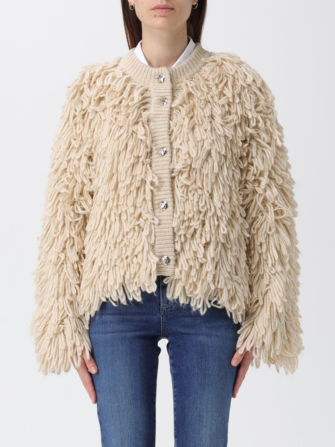 Liu •jo Textured Knit Jacket With Contrast Button Closure In Multi