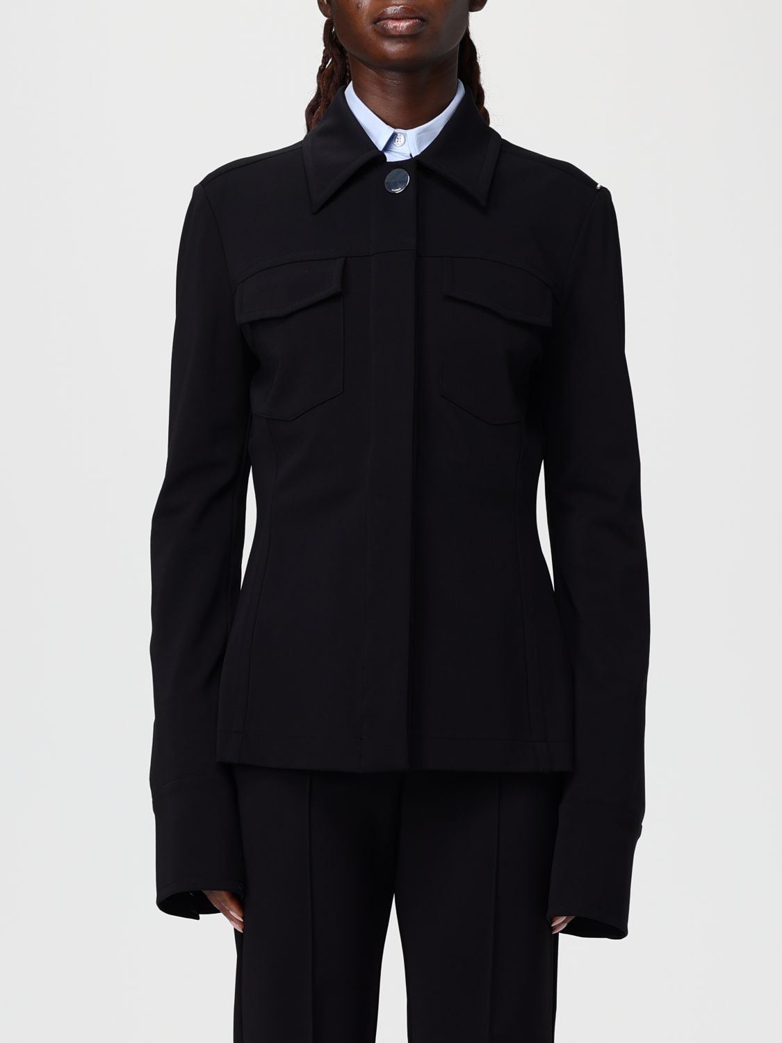 Sportmax Wells Viscose Blend Crepe Jacket In Blue
