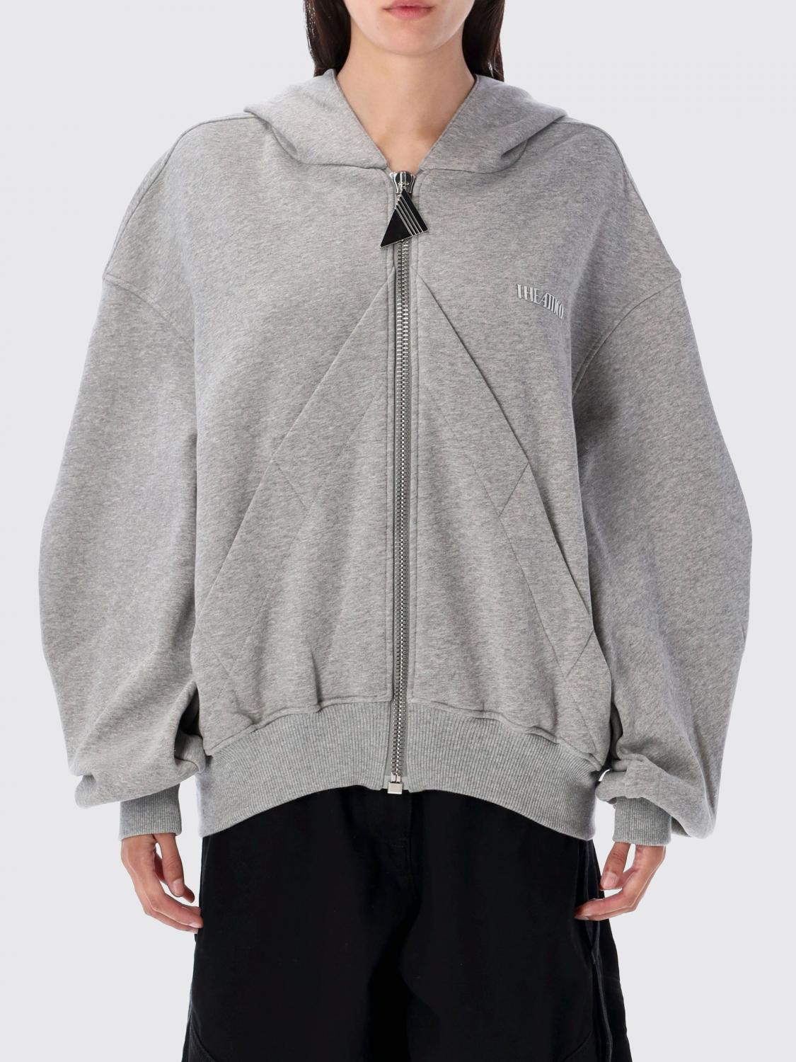 Attico Hooded Sweatshirt With Cuffs And Hem In Gray