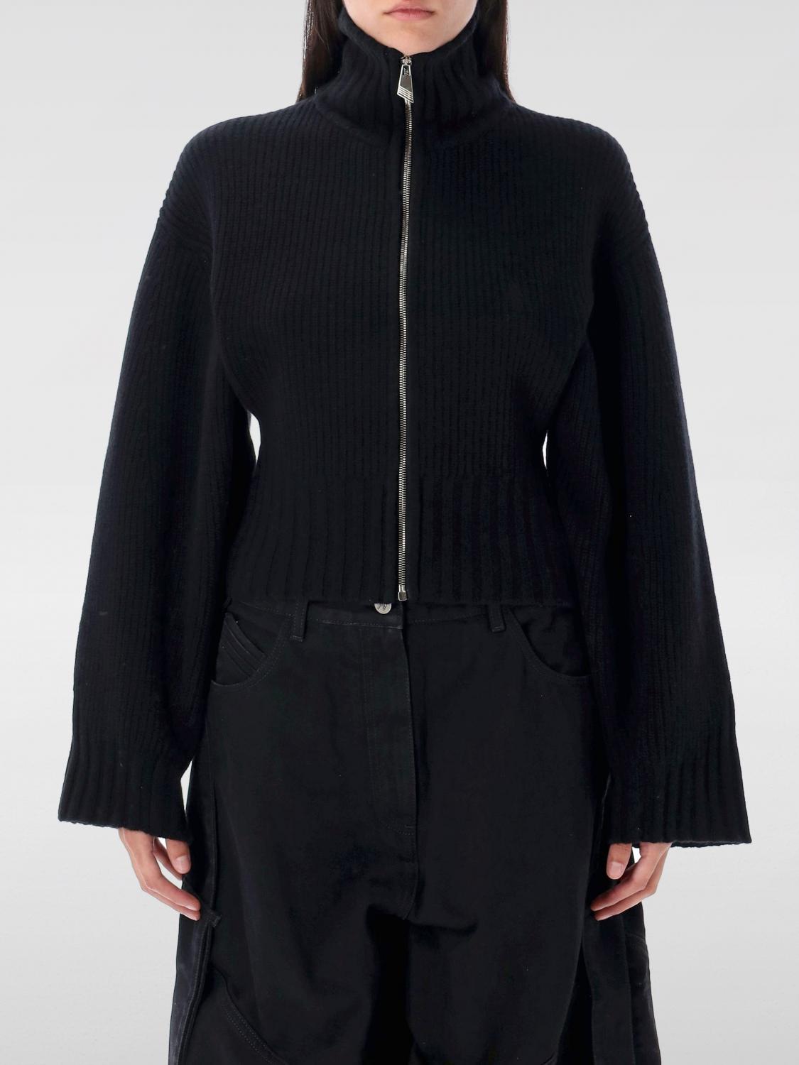 Attico The  High-neck Zip-closure Wool And Cashmere Cardigan In Black