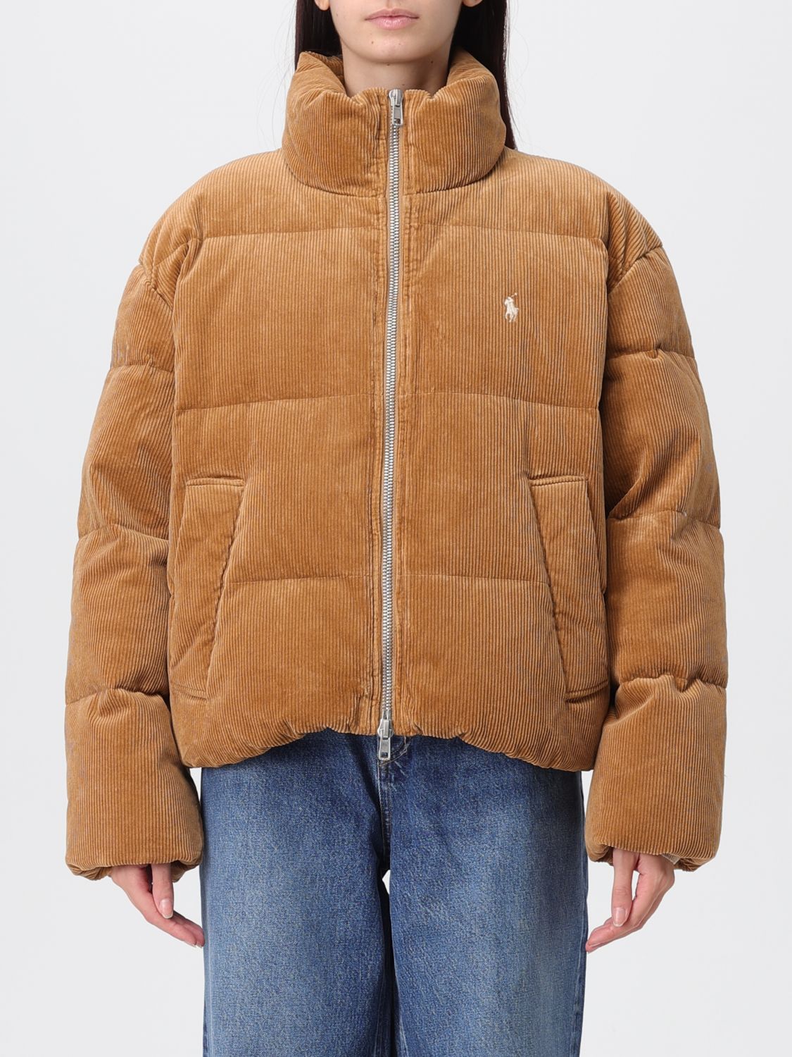 Polo Ralph Lauren Corduroy Quilted Puffer Jacket In Brown