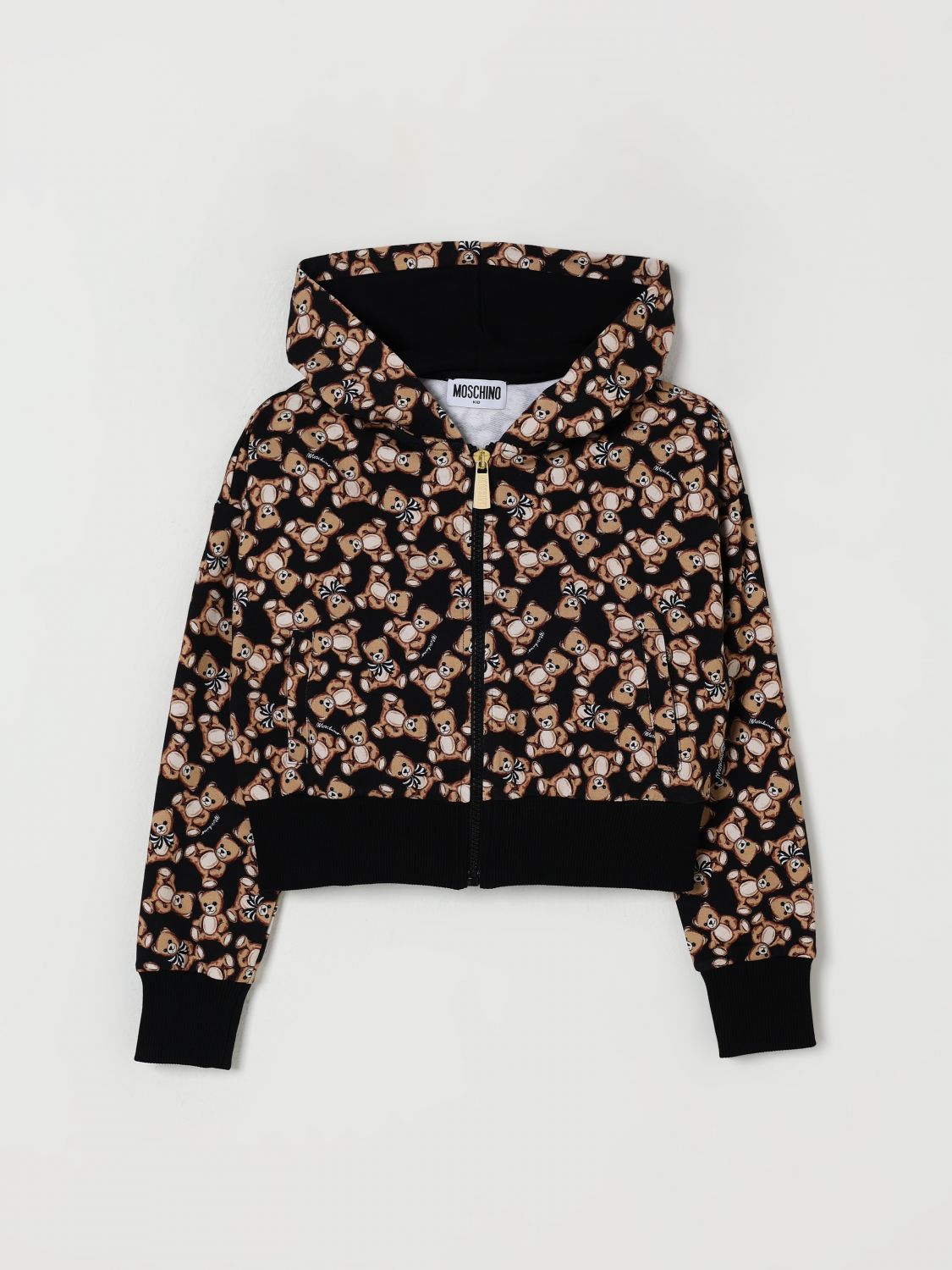 Moschino Teddy-print Zip-fastening Hoodie In Black