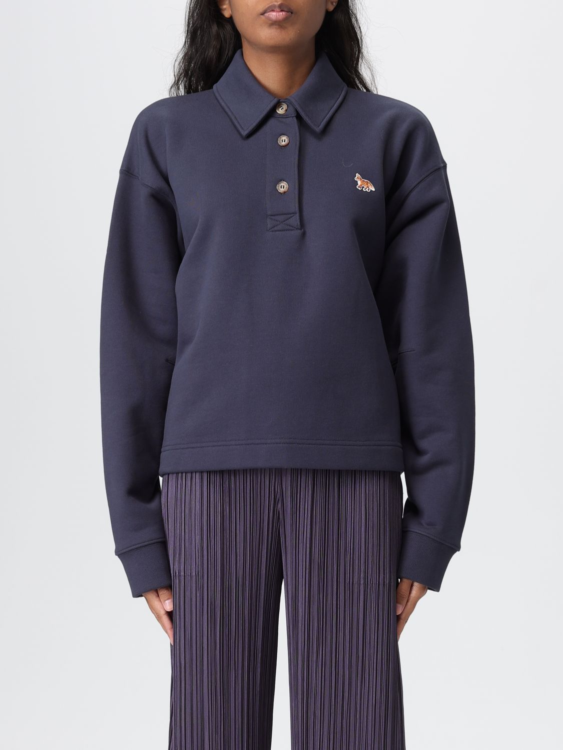 Maison Kitsuné Polo Shirt Woman Color Blue In Gold
