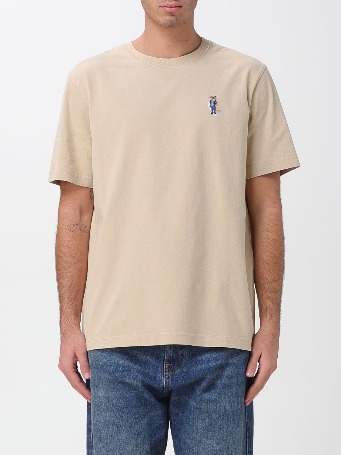 Maison Kitsuné Crew Neck Short Sleeve Relaxed Fit T-shirt In Neutral