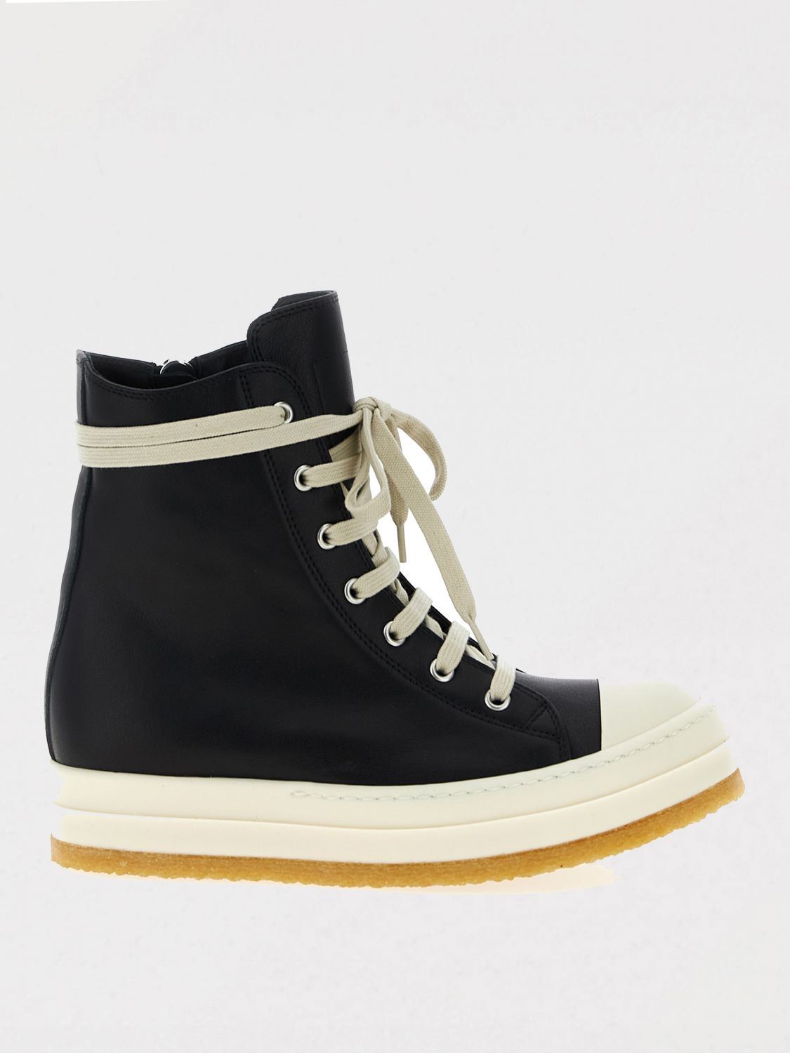 Rick Owens Leather Sneakers In Black