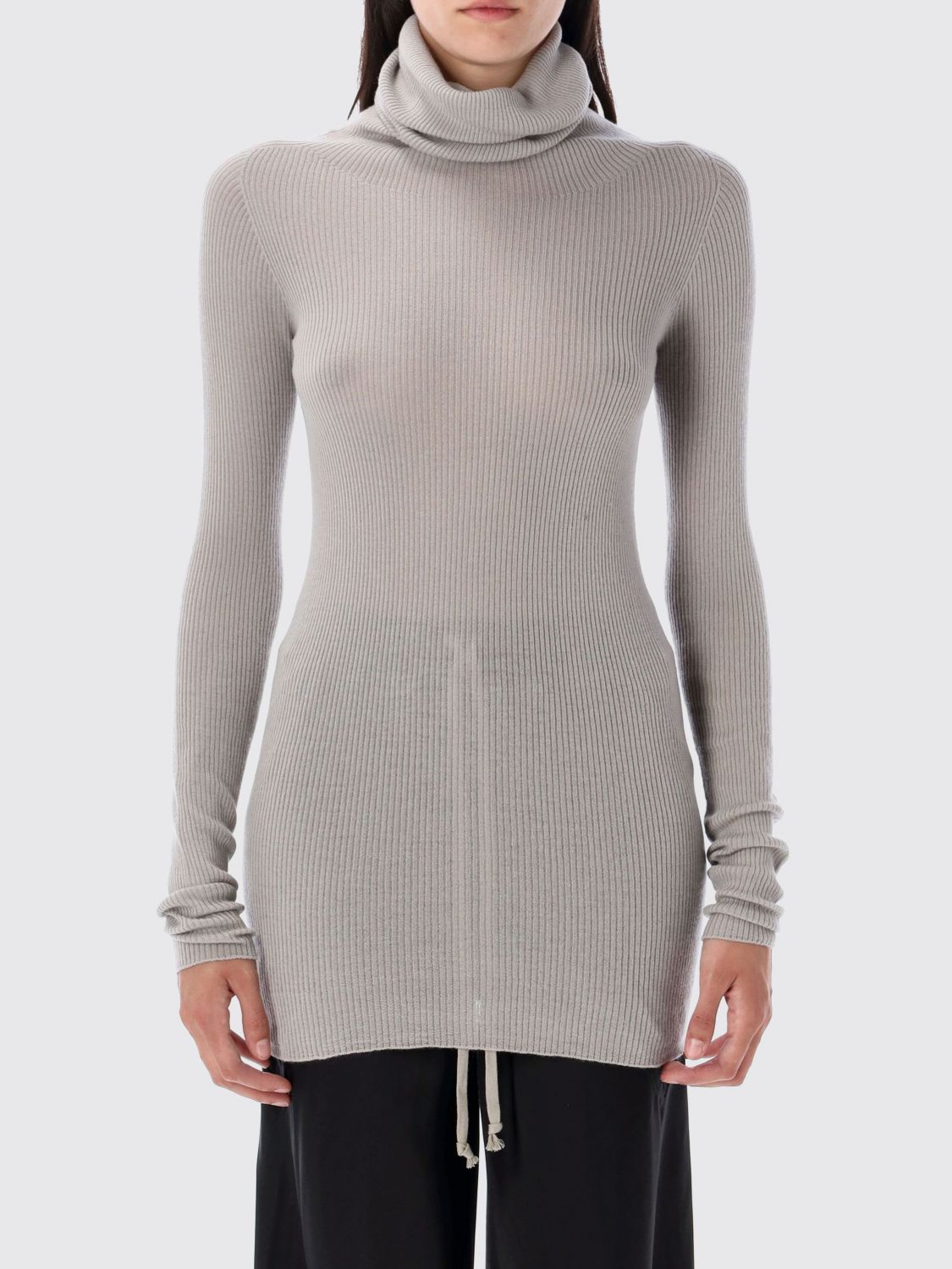 Rick Owens Ls Tube Sweater In Gray
