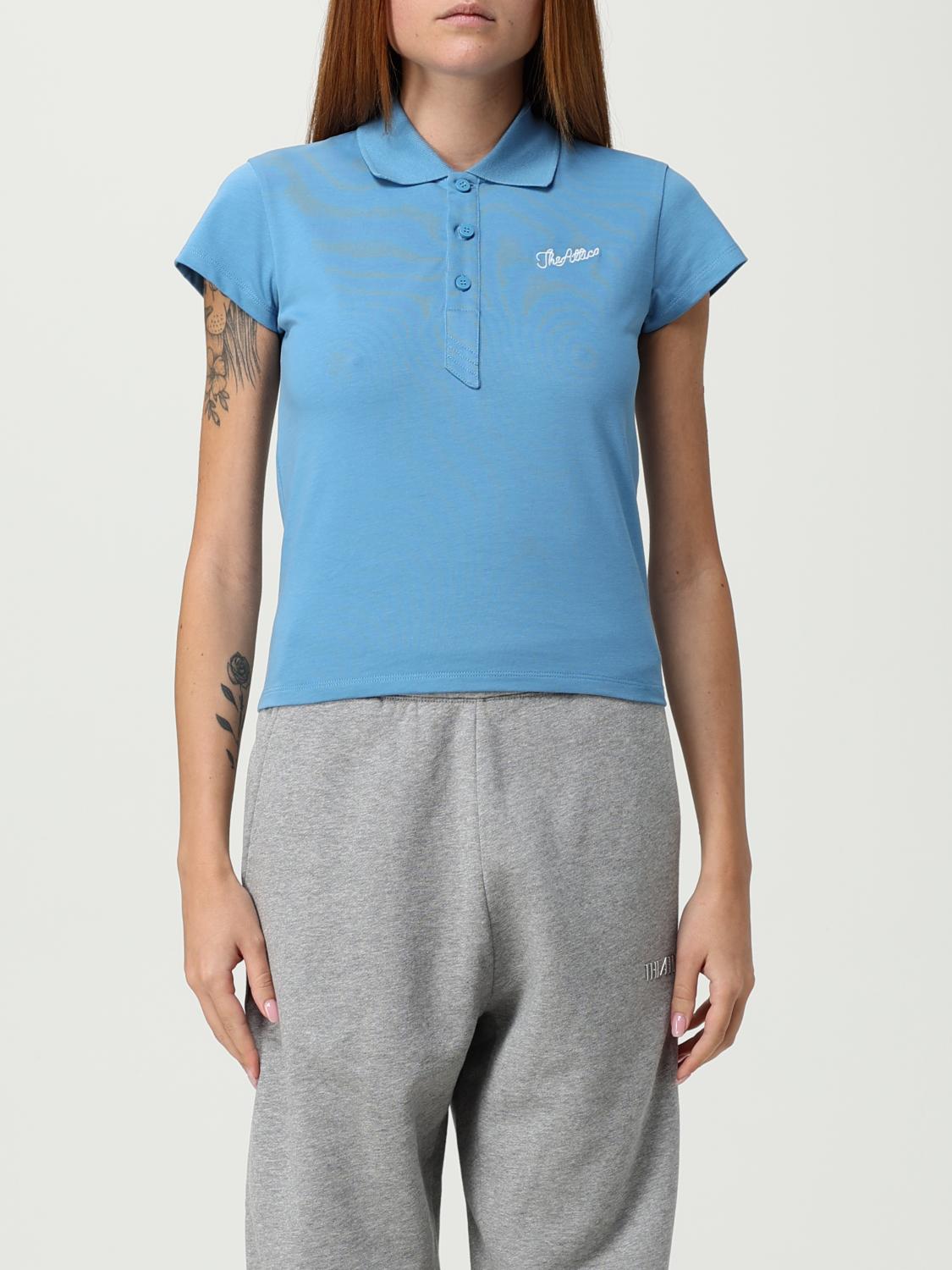 Attico Collared Polo Shirt Short Sleeves In Blue