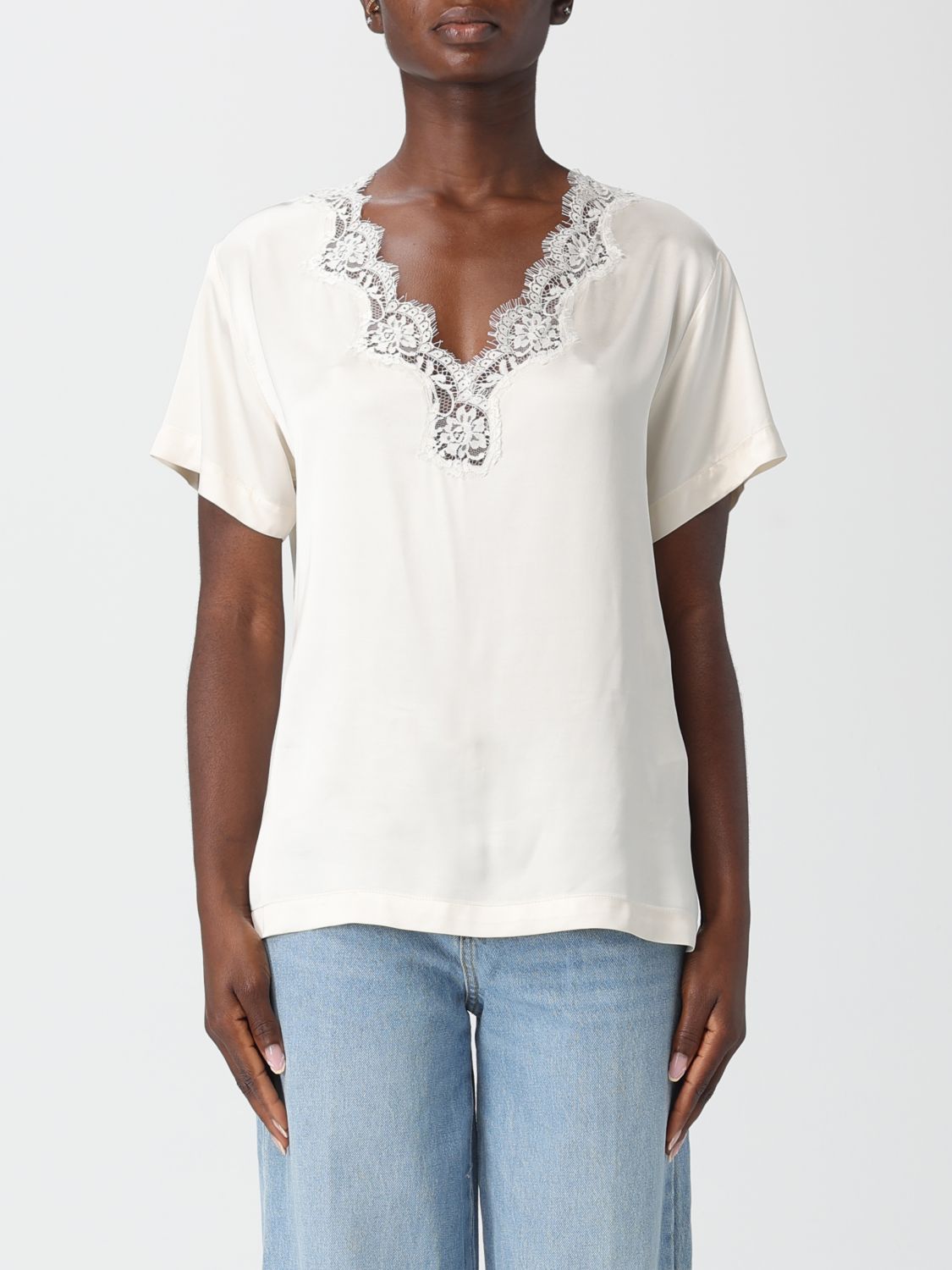 Ermanno Firenze T-shirt  Woman Color Beige In White