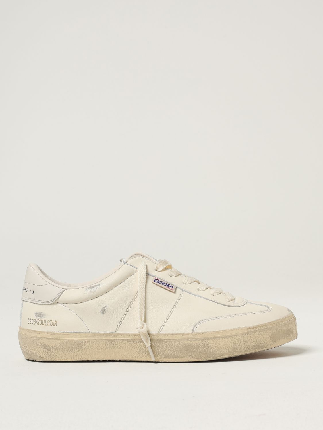 Golden Goose Soul Star Leather Low-top Sneakers With Used Effect In White