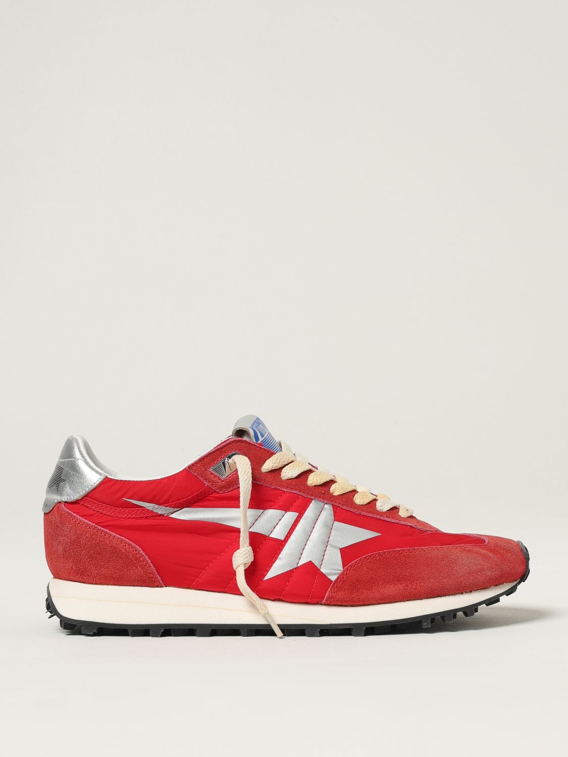 Golden Goose Marathon Sneakers With Red Nylon Upper And Silver Star Shoes In Red