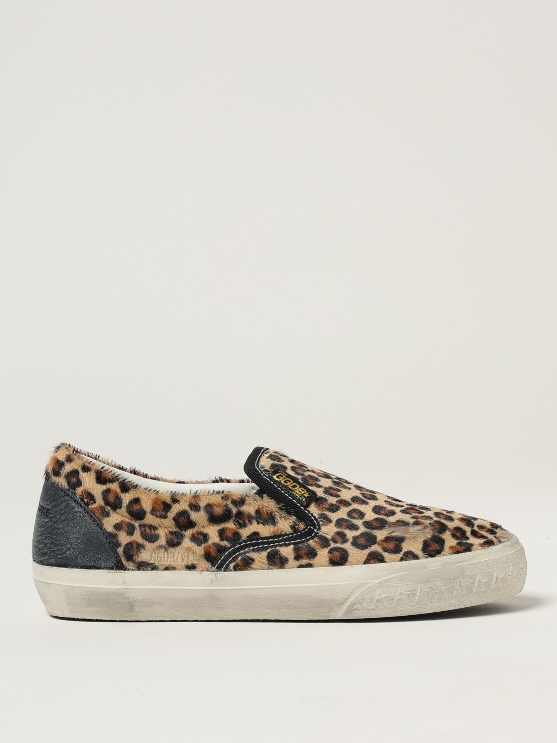 Golden Goose Brown Low Top Sneakers With Embossed Logo On The Heel And All-over Leopard Motif In Leather Woman In Brown