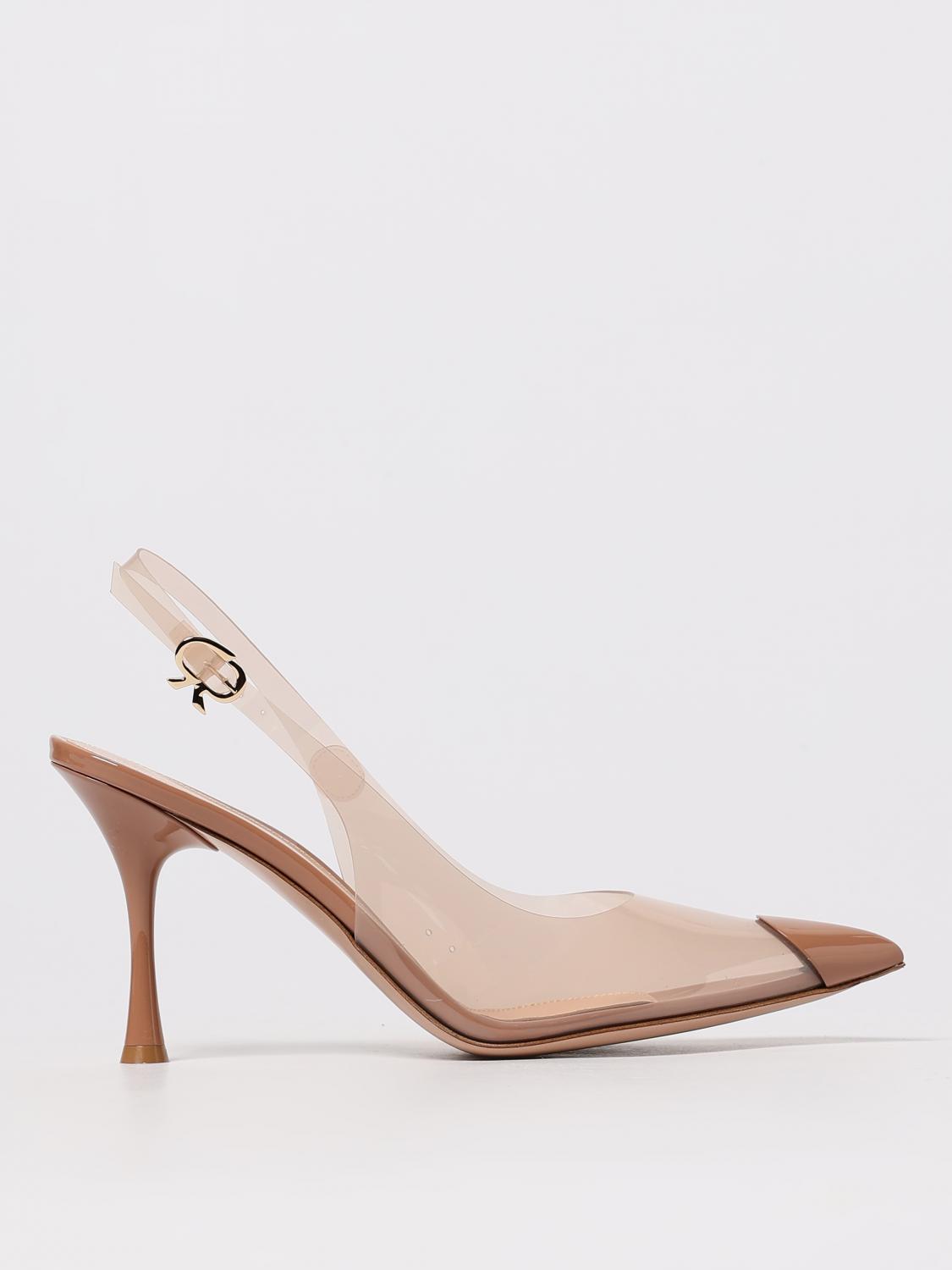 Gianvito Rossi Transparent Pointed Toe Pumps With Buckle Detail In Pink