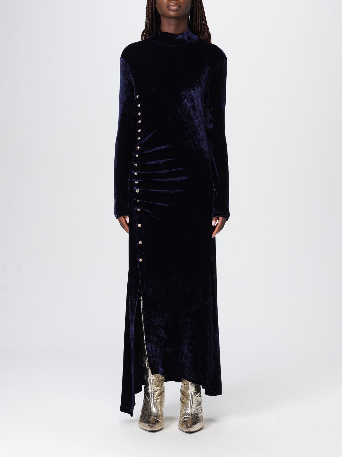 Rabanne Dress Woman Color Blue In Black