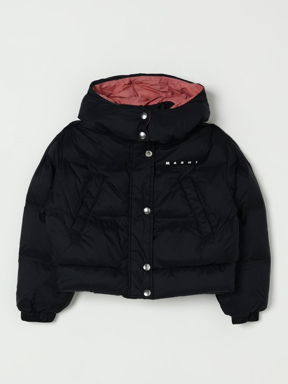 Marni Giacca Imbottita Cropped Con Cappuccio In Black