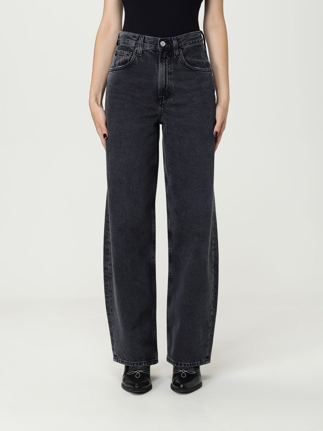 Agolde Woman Black Jeans In Black