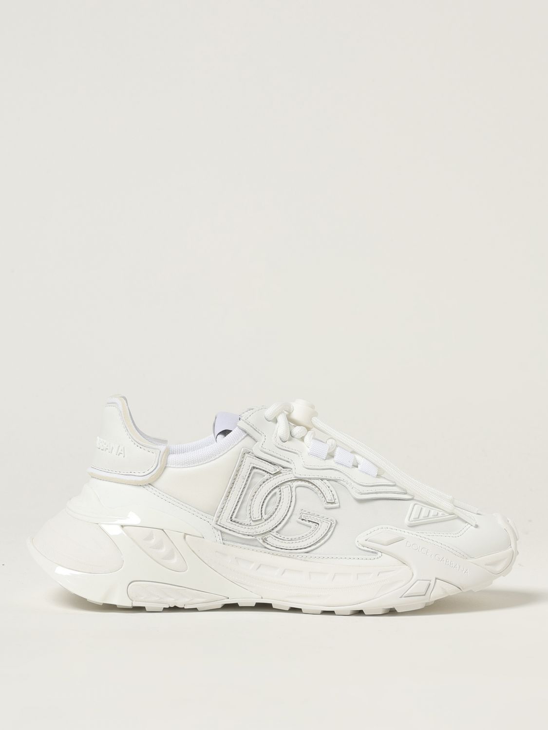 Dolce & Gabbana Accelerate Fabric Sneakers Leather Inserts In White