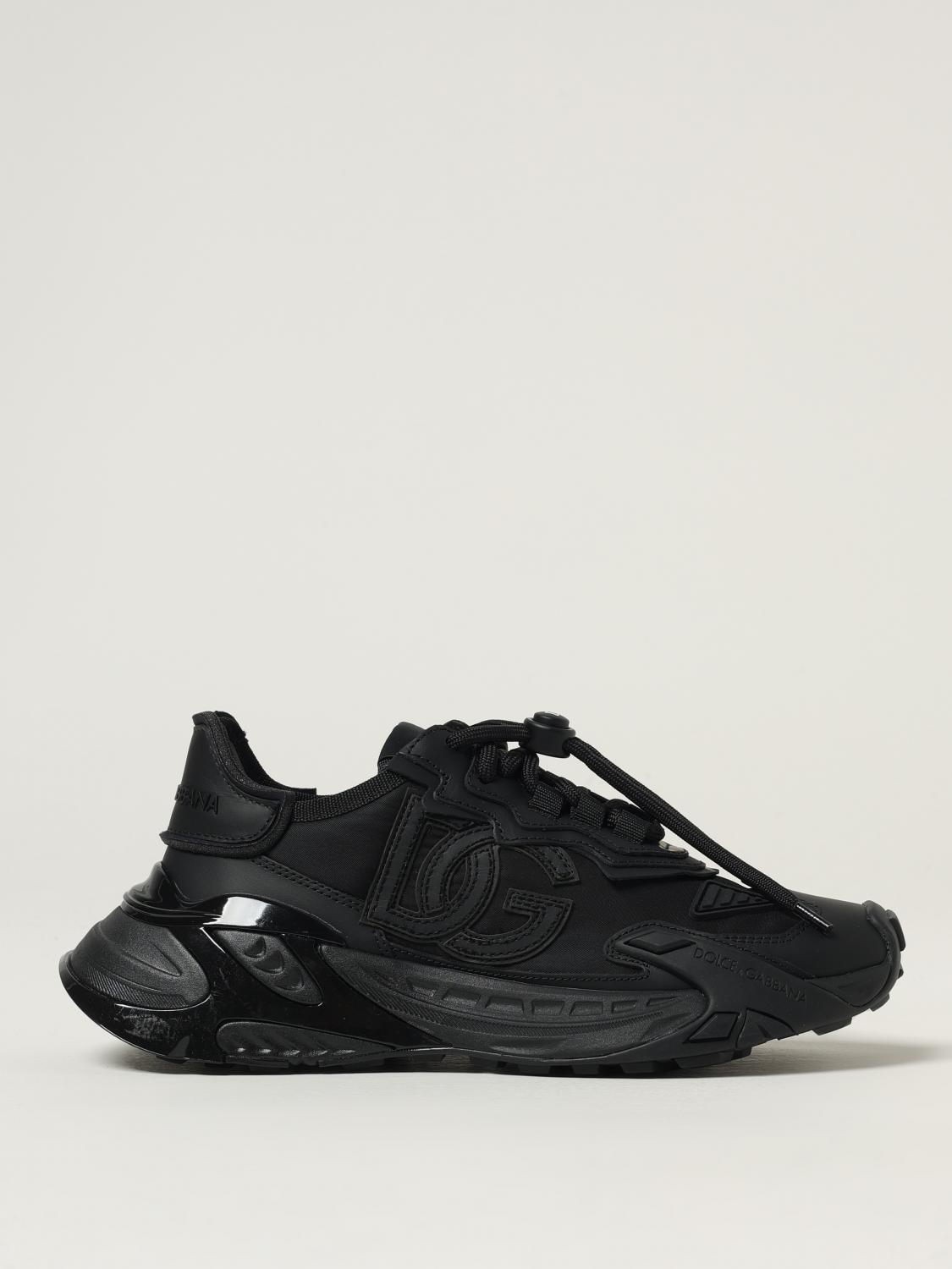 Dolce & Gabbana Fast Leather-trimmed Sneakers In Black
