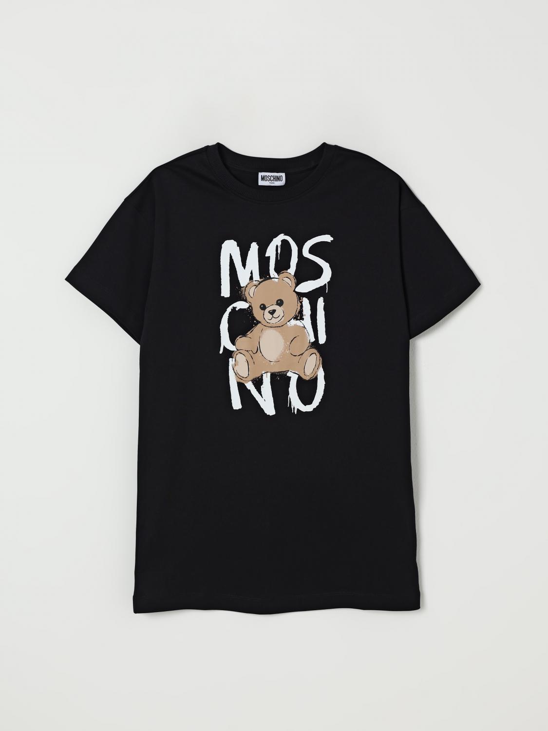Moschino Teddy-print Cotton Dress In Black