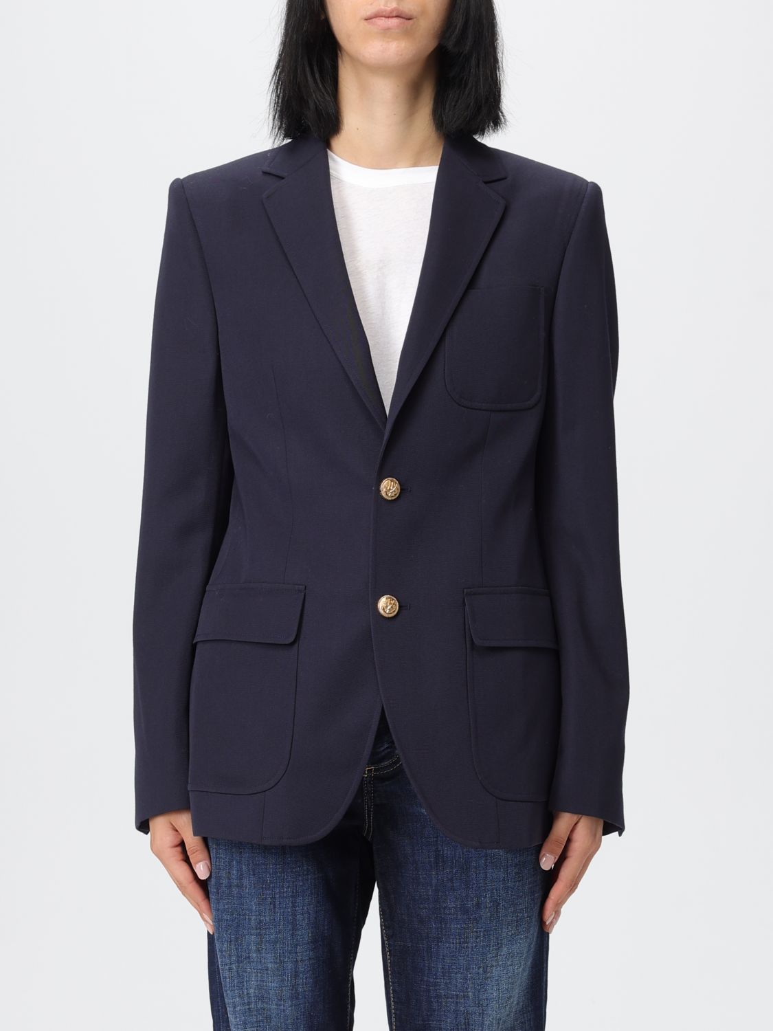 Dsquared2 Wool Blazer With Button Cuffs And Chest Pocket In Blue