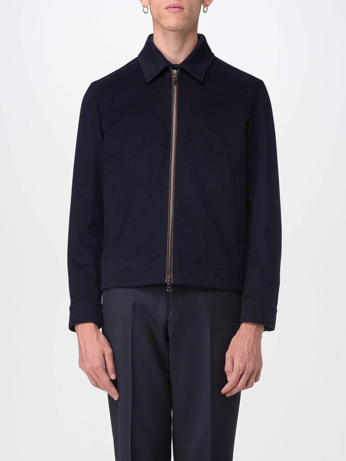 Paul & Shark Stylish Short Jacket Point Collar Side Pockets In Black