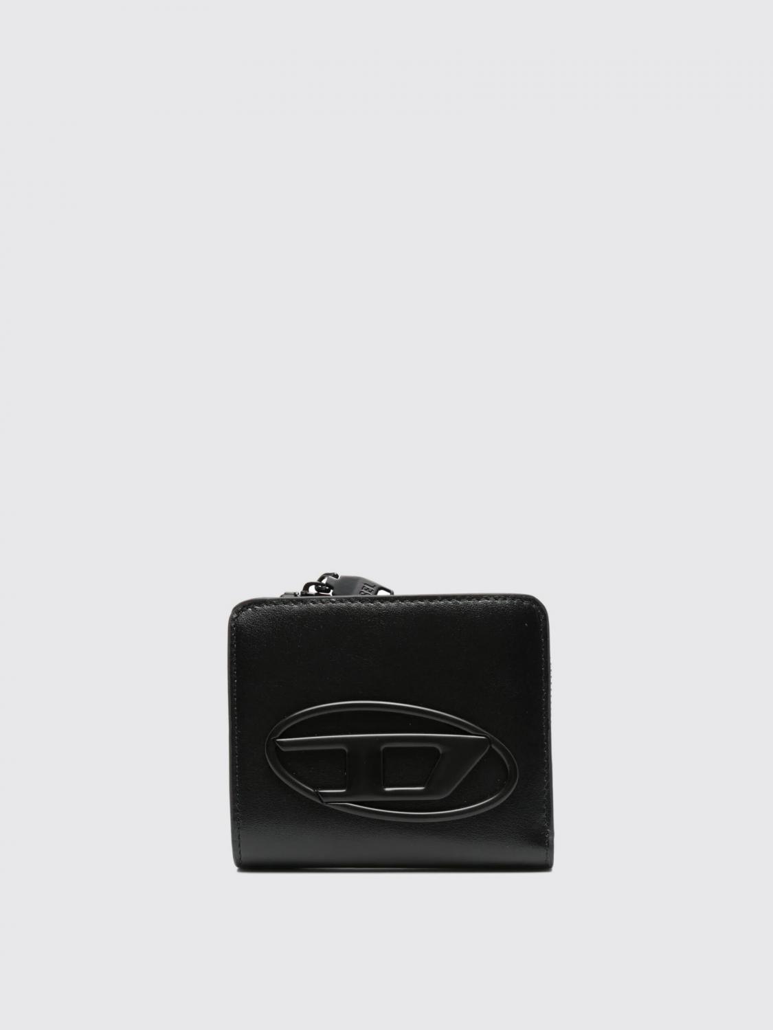 Diesel Holi-d Logo-plaque Zip-around Wallet In Black