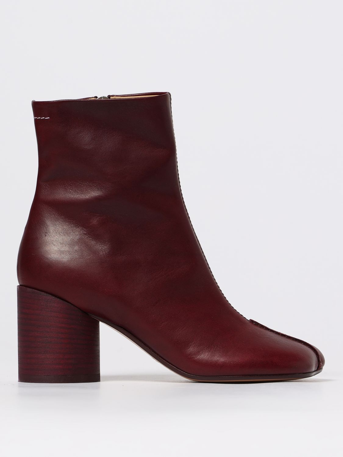 Mm6 Maison Margiela Mm6 By Maison Margiela Anatomic' Burgundy Leather Ankle Boots In Red