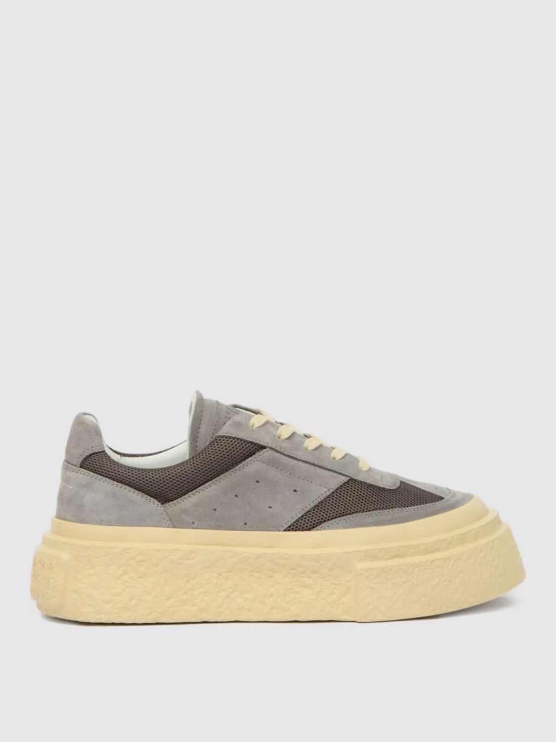 Mm6 Maison Margiela Low-top Mesh Panel Sneakers With Perforated Detailing In Gray