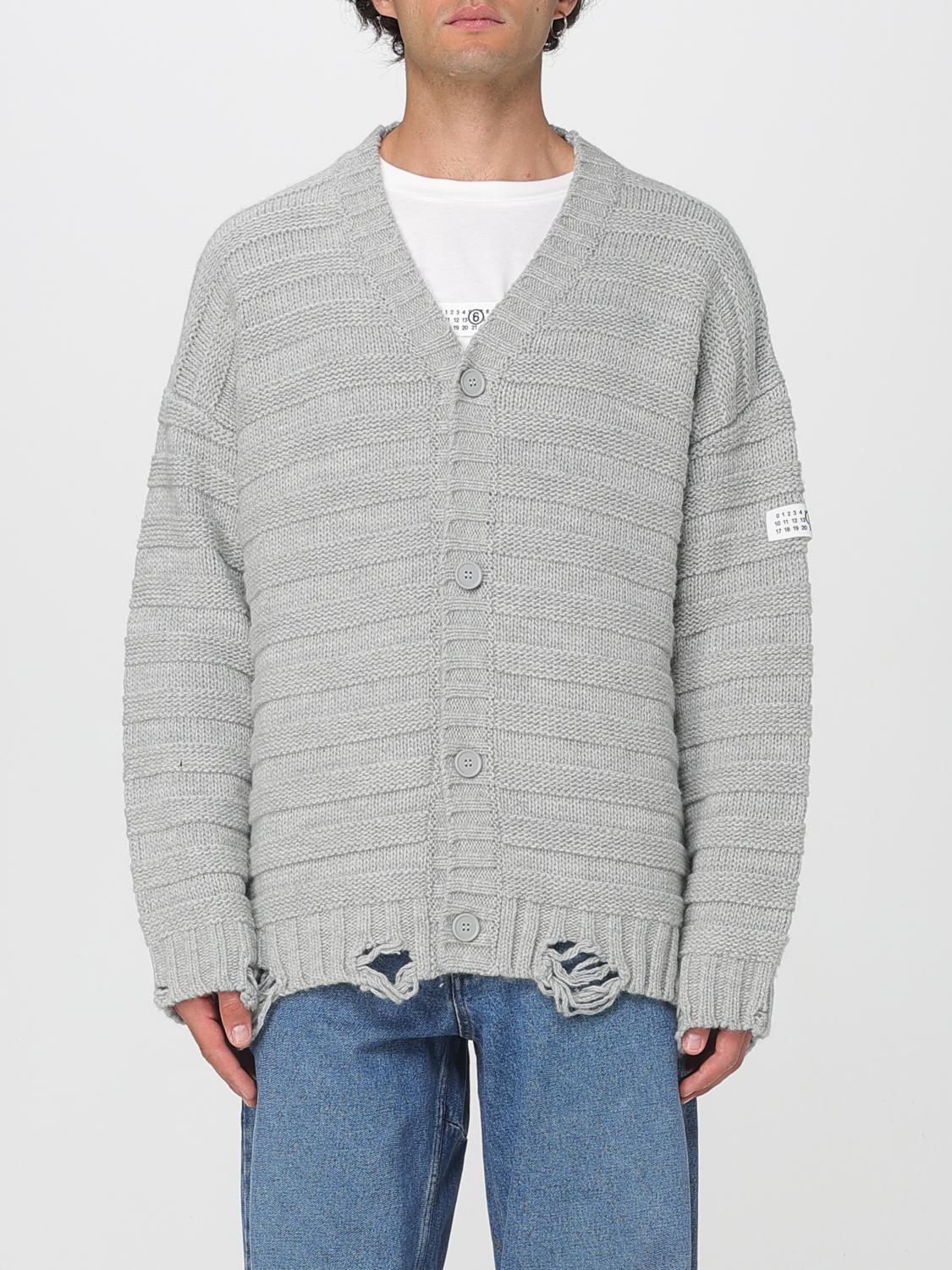 Mm6 Maison Margiela Mm6 By Maison Margiela Textured Ribbed Grey Sweater With Button-down Front In Gray