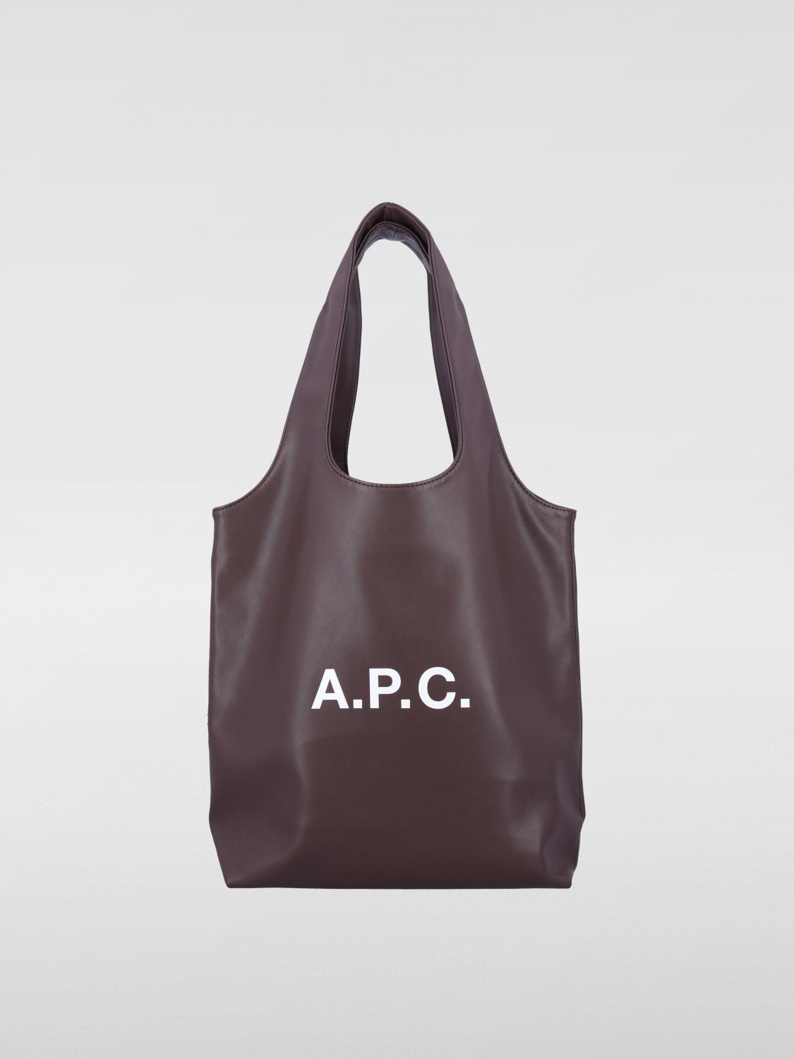 Apc A.p.c. Dark Brown Synthetic Leather Small Ninon Shopping Bag In Brown