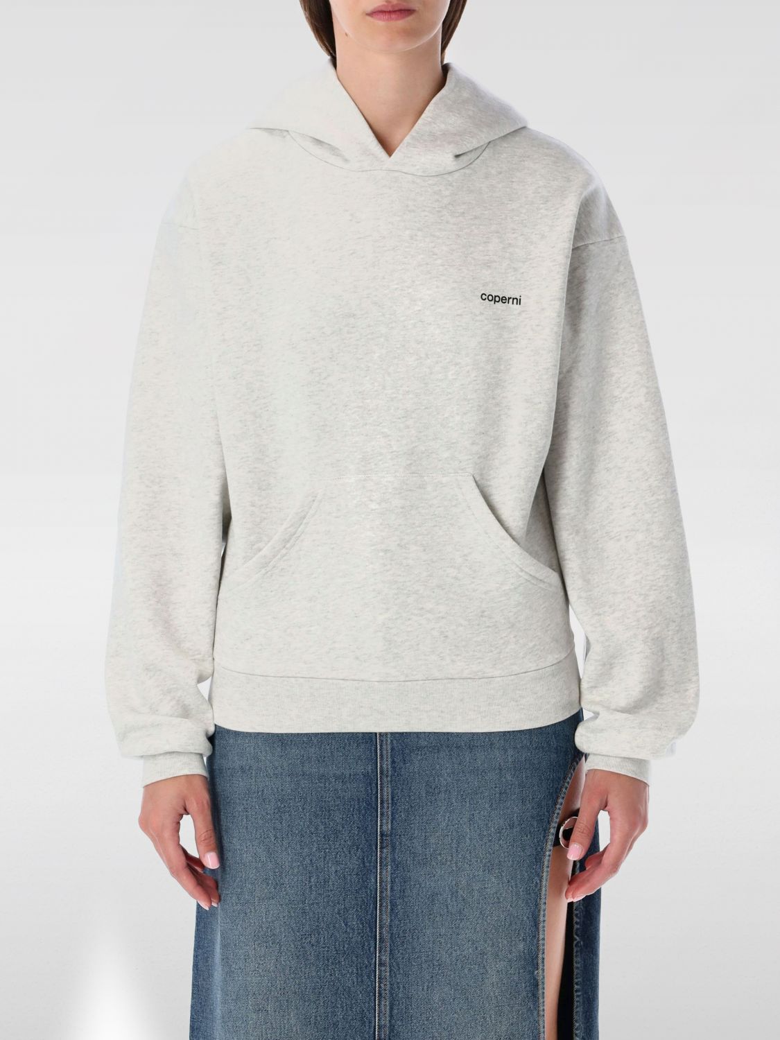 Coperni Sculpted Horn Detail Relaxed Hoodie In Gray