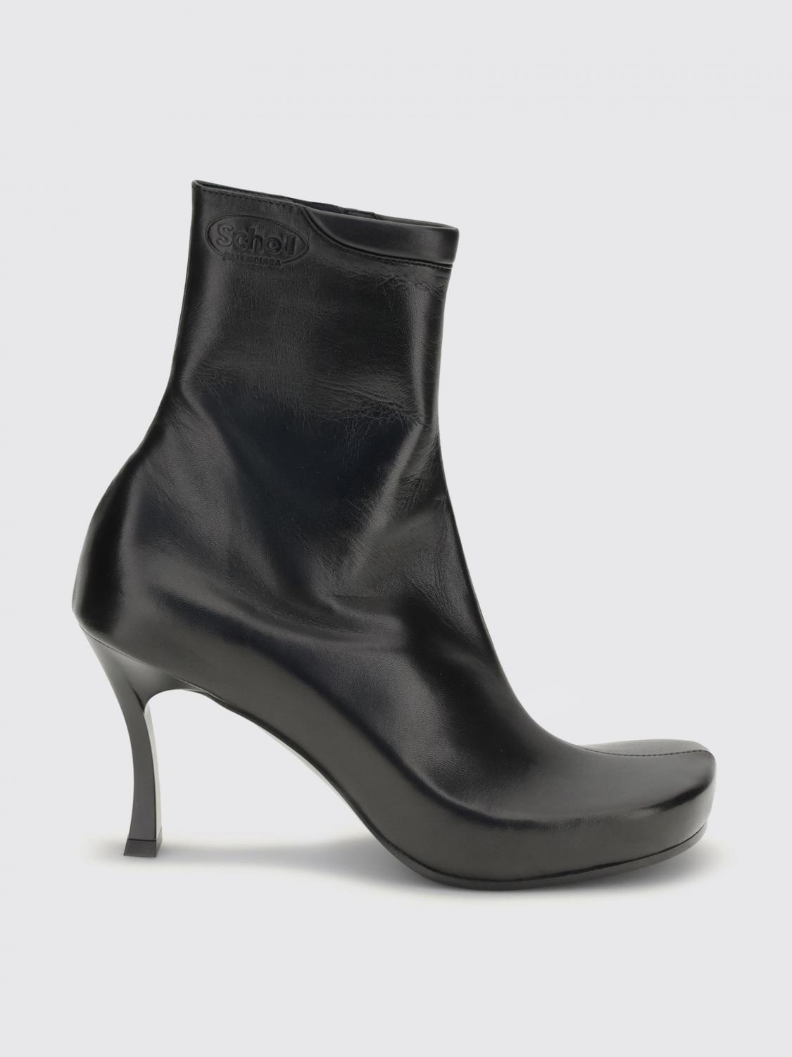 Balenciaga 75mm Leather Square-toe Boots In Black