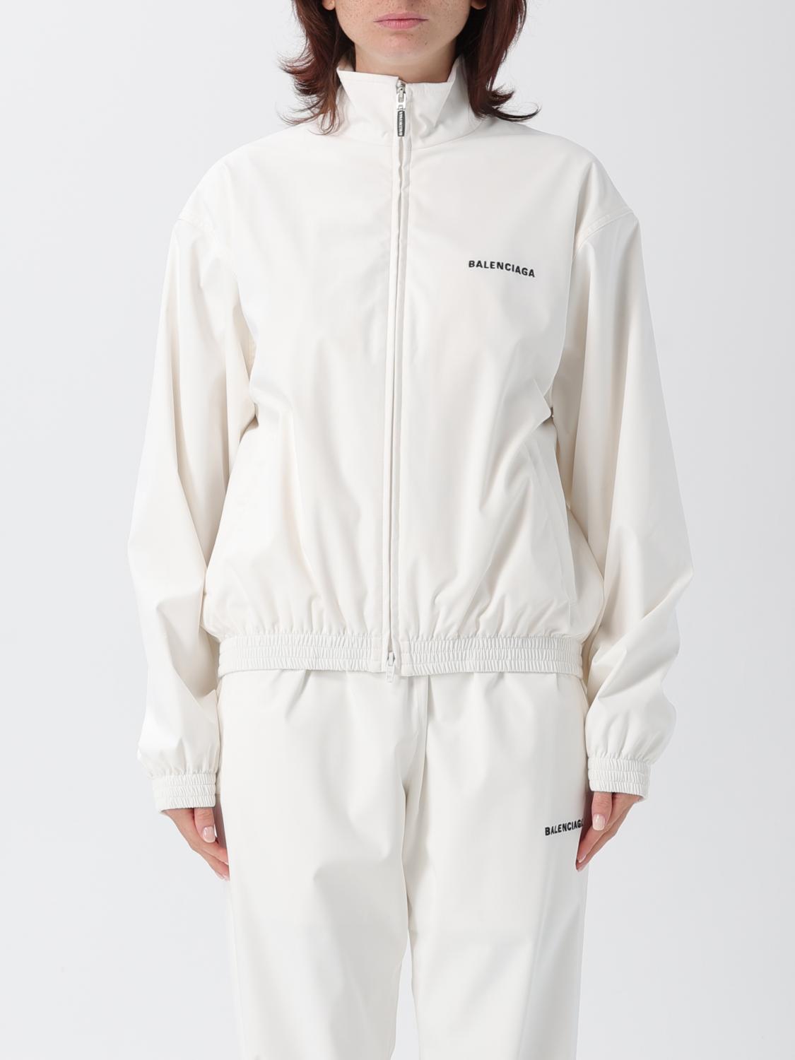 Balenciaga High Collar Zip Jacket With Bold Logo Detailing In White