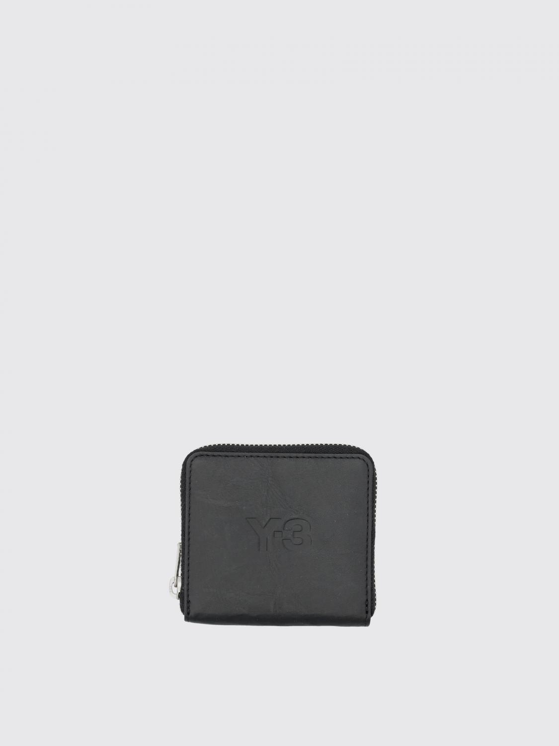 Y-3 All-around Zip Crinkle Leather Wallet In Black