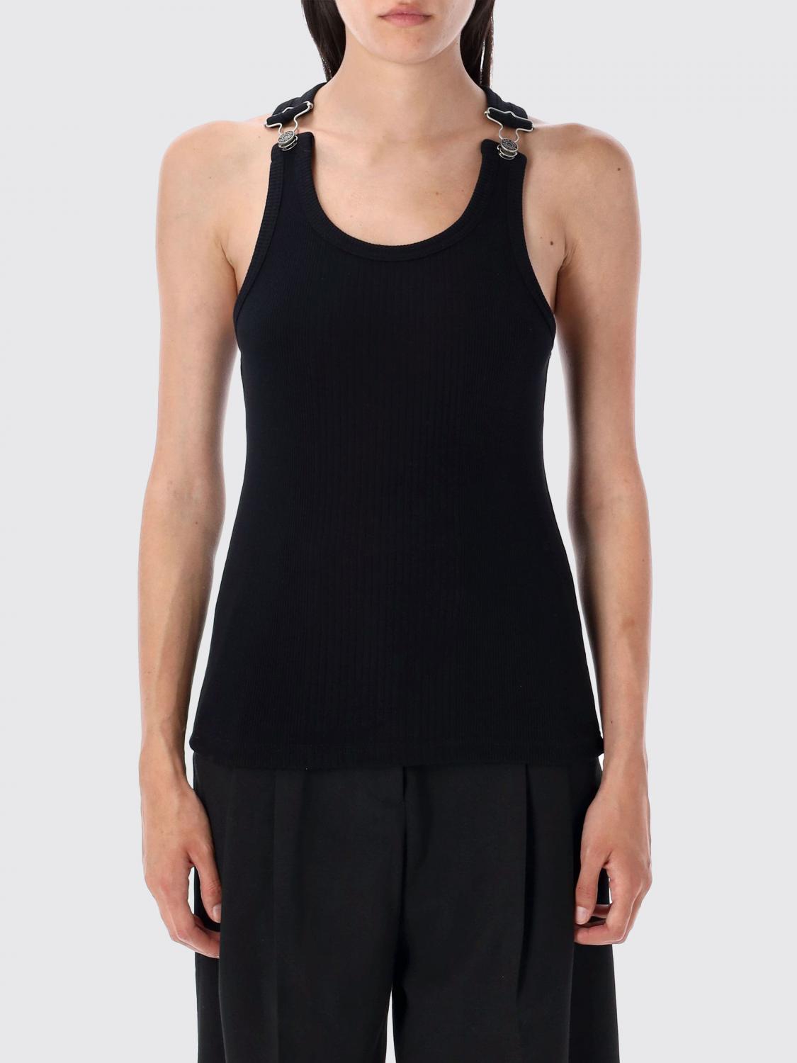 Jean Paul Gaultier Ribbed Cotton Lingerie Garter Top With Belt Loop Detail In Black