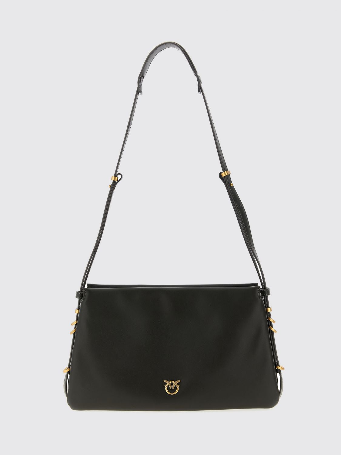 Pinko Black Shoulder Bag With Gold Accents In Black