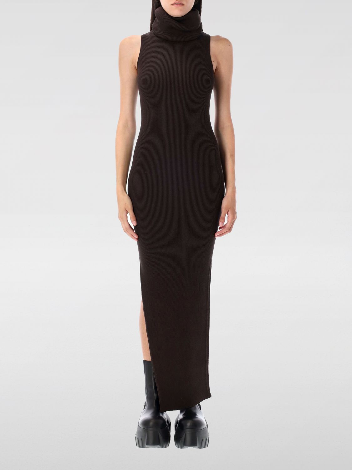 Rick Owens Ankle-length Tube Dress With Turtle Neck In Black
