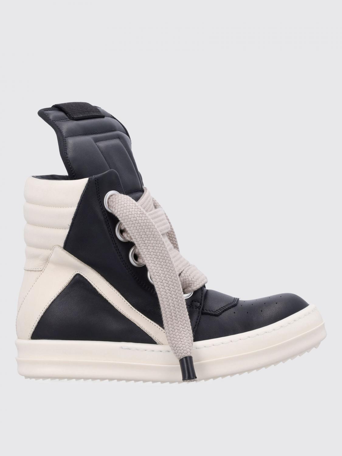 Rick Owens Geobasket Lace-up Leather High-top Trainers In Black