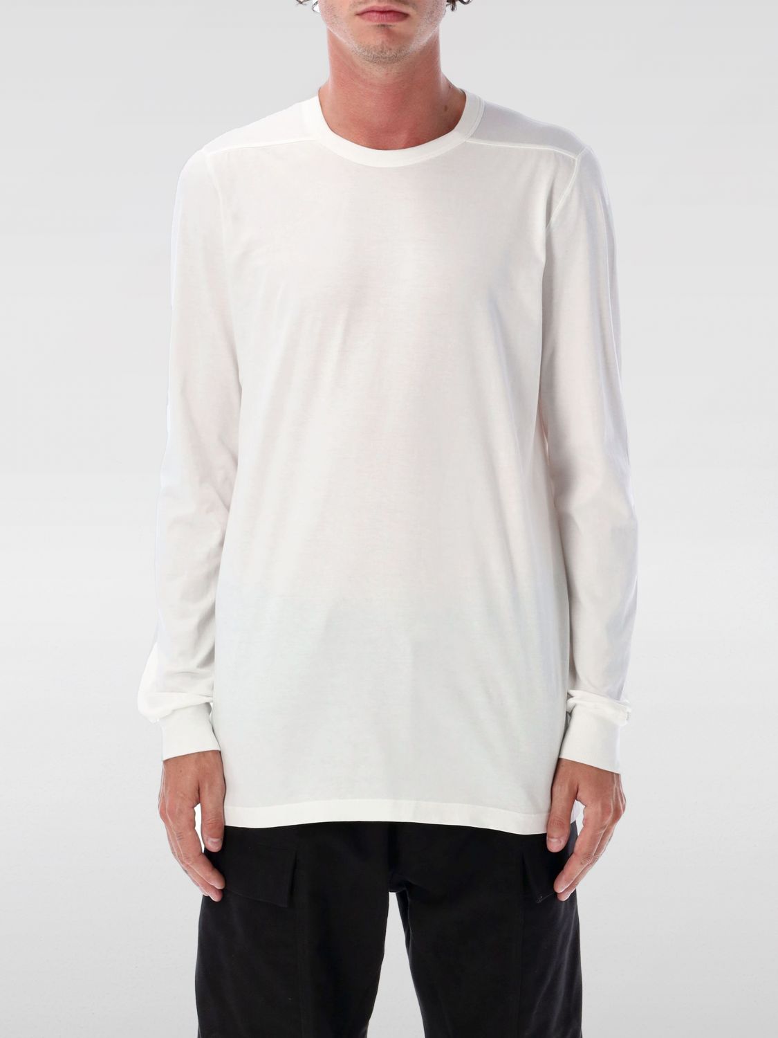 Rick Owens Crew Neck Long Sleeves Plain Design In White