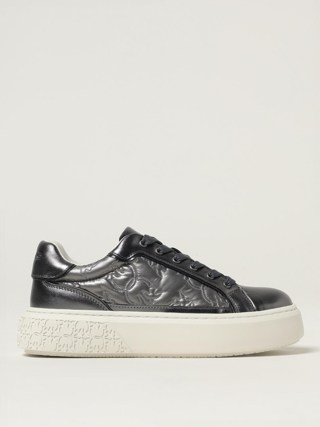 Pinko Metallic Platform Sneakers In Silver