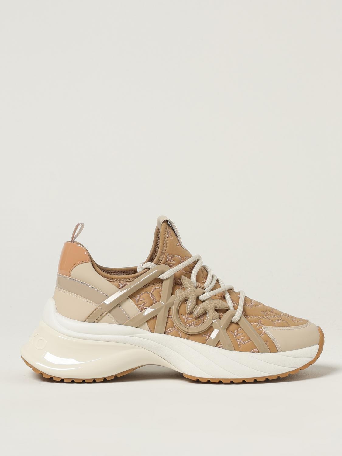 Pinko Ariel Logo-detail Lace-up Sneakers In Neutral