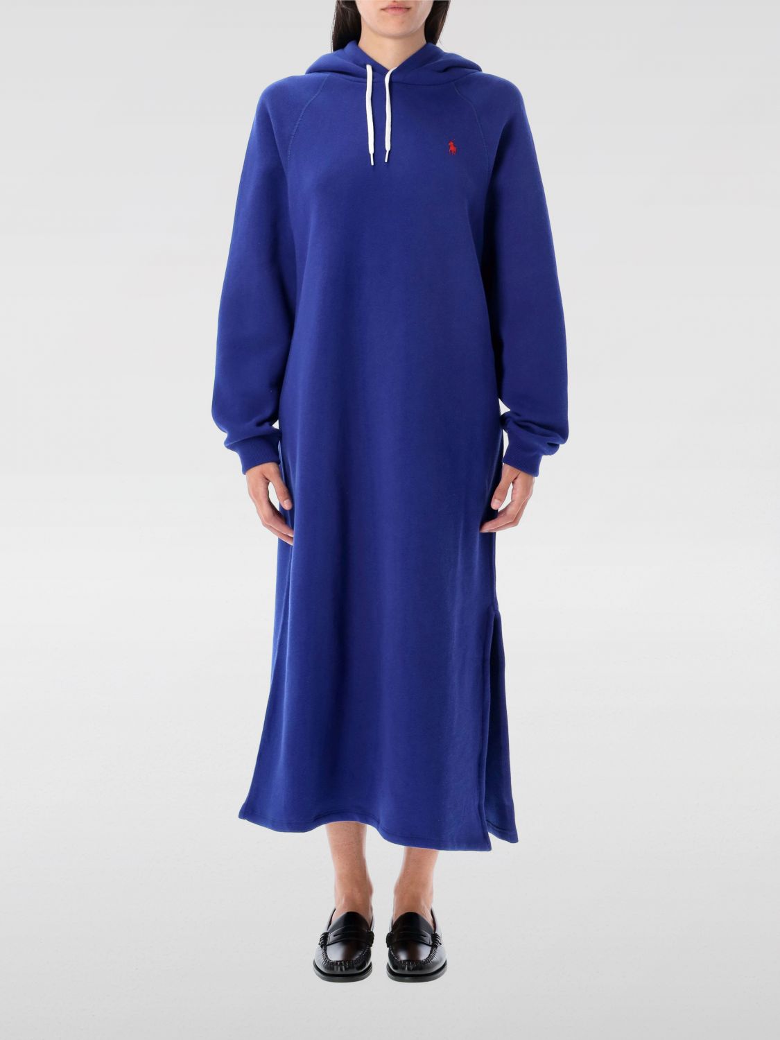 Polo Ralph Lauren Hoodie Knit Dress Side Slits In Animal Print