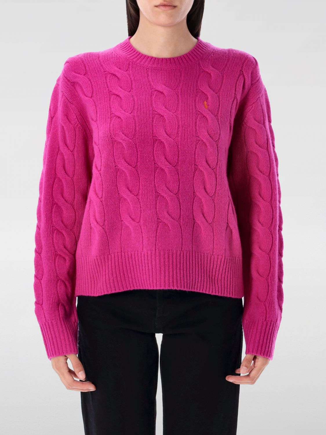 Polo Ralph Lauren Wool And Cashmere Cable-knit Sweater In Pink