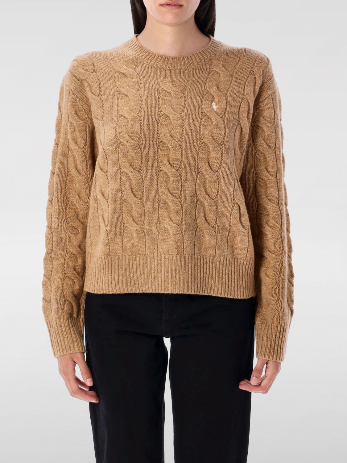Polo Ralph Lauren Cable-knit Wool And Cashmere Jumper In Brown