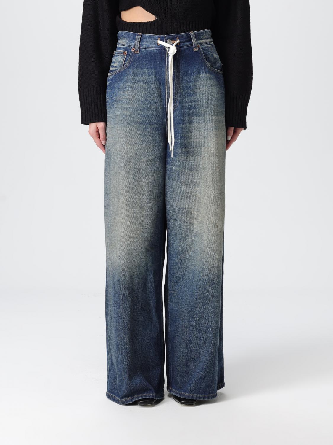 Mm6 Maison Margiela Wide Leg Denim Cotton Jeans In Blue