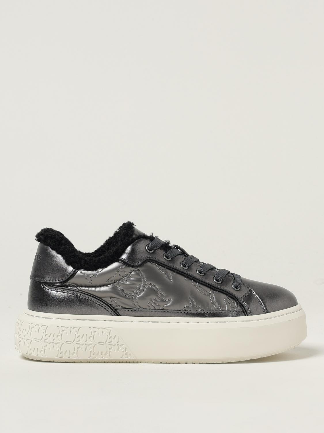 Pinko Metallic Fur-lined Sneakers In Multi