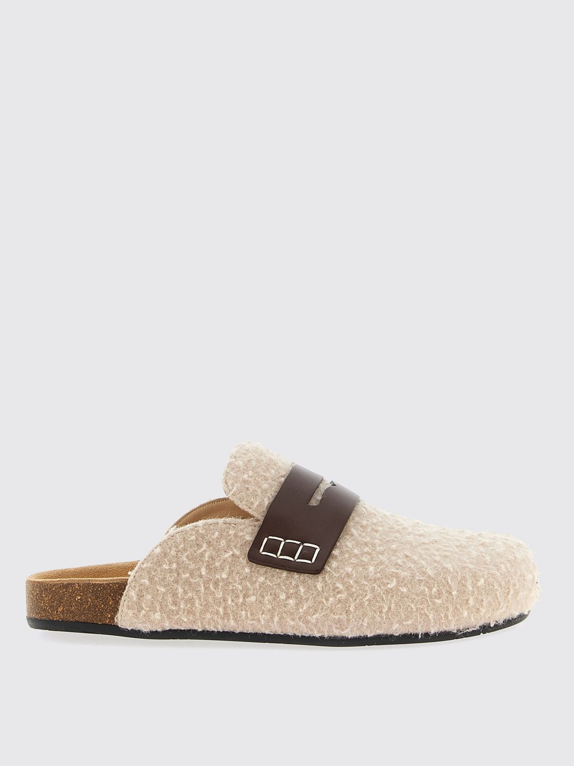 Jw Anderson Faux Fur Strap Mules In Nude