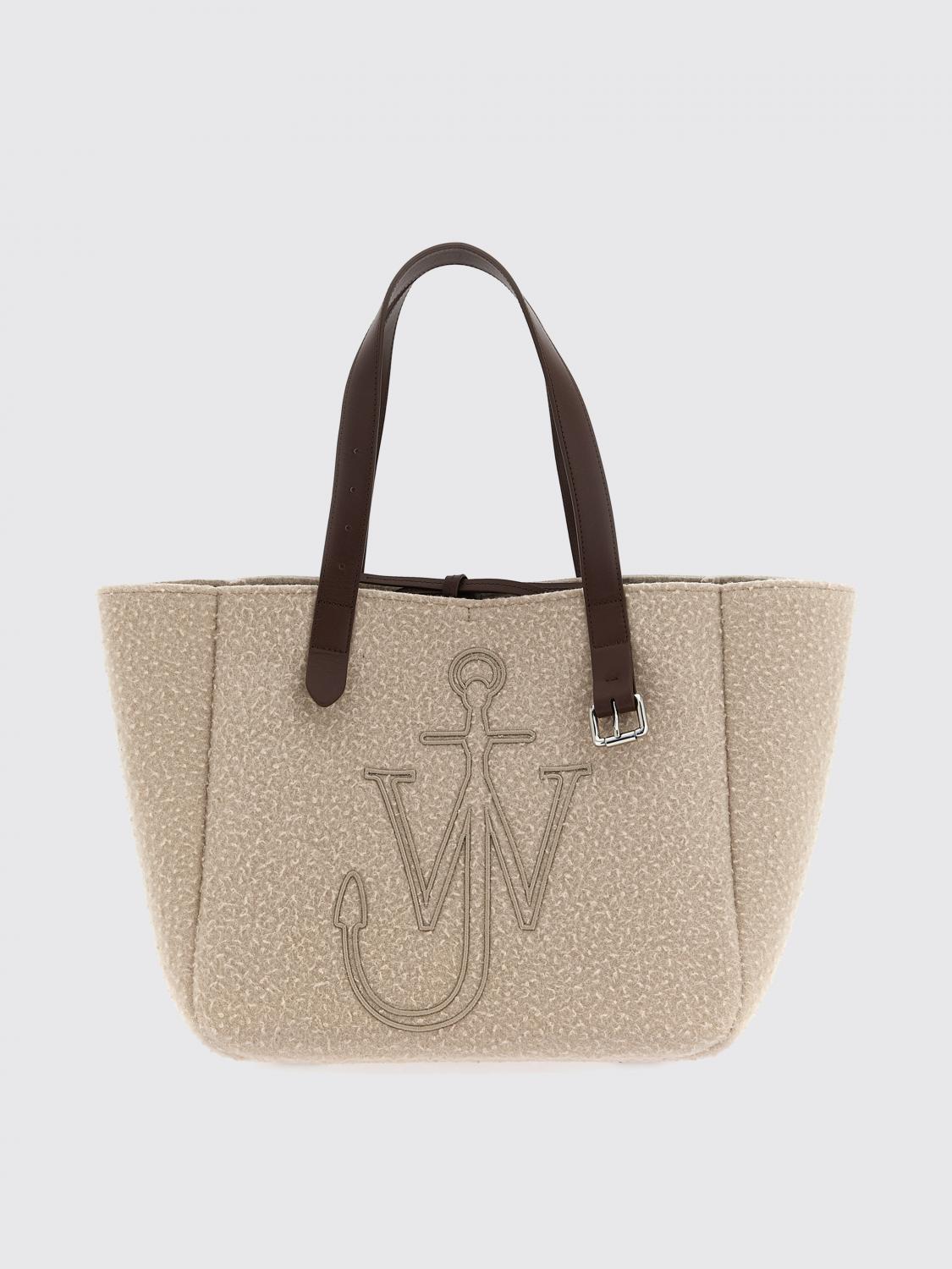 Jw Anderson Belt Leather-trimmed Embroidered Felt Tote In Neutral