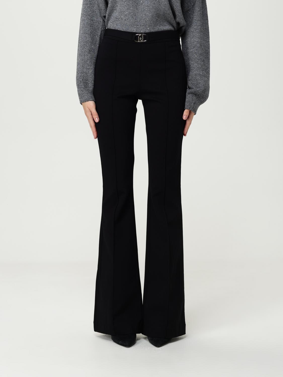 Liu •jo High Waist Flared Casual Pants In Black