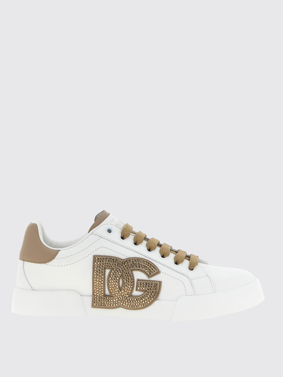 Dolce & Gabbana Black And Beige Low Top Sneakers With Logo Patch On The Side And Logo Lettering On The Tongue In Lea In Nude