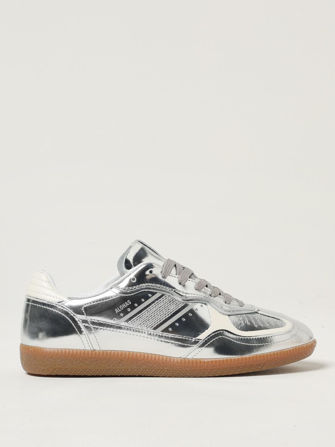 Alohas Rife Leather Lace-up Sneakers In Silver